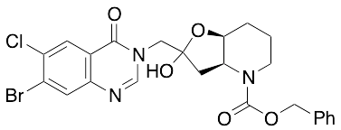 (3aS*,7aS*)-Benzyl 2-Hydroxy-2-[(7-bromo-6-chloro-4-oxo-3(4H)-quinazolinyl)methyl]hexahydrofuro[3,2-b]pyridine-4(2H)-carboxylate - image 1