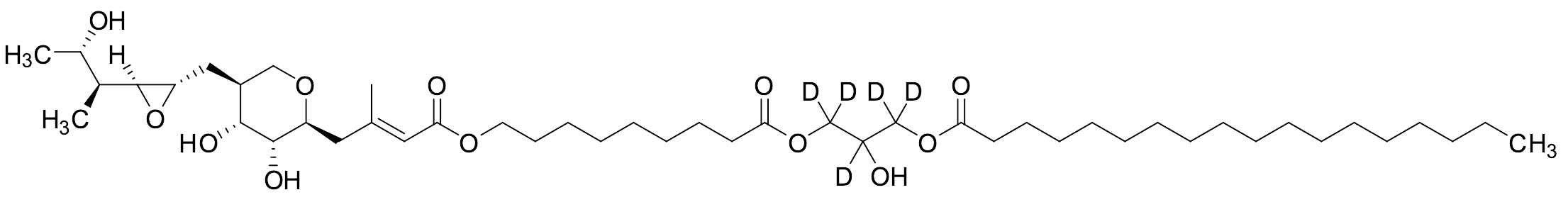 3-((9-(((E)-4-((2S,3R,4R,5S)-3,4-Dihydroxy-5-(((2S,3S)-3-((2S,3S)-3-hydroxybutan-2-yl)oxiran-2-yl)methyl)tetrahydro-2H-pyran-2-yl)-3-methylbut-2-enoyl)oxy)nonanoyl)oxy)-2-hydroxypropyl-1,1,2,3,3-d5 St - image 1