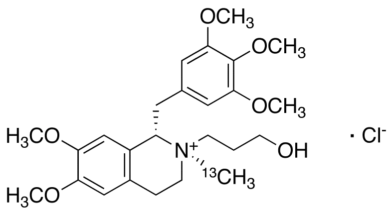 trans-1,2,3,4-Tetrahydro-2-(3-hydroxypropyl)-6,7-dimethoxy-2-(methyl-13C)-1-[(3,4,5-trimethoxyphenyl)methyl]isoquinolinium Chloride - image 1