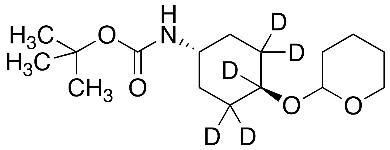 trans-[2-(4-tert-Butyloxycarbonylamino)cyclohexyloxy]tetrahydro-2H-pyran-d5 - image 1