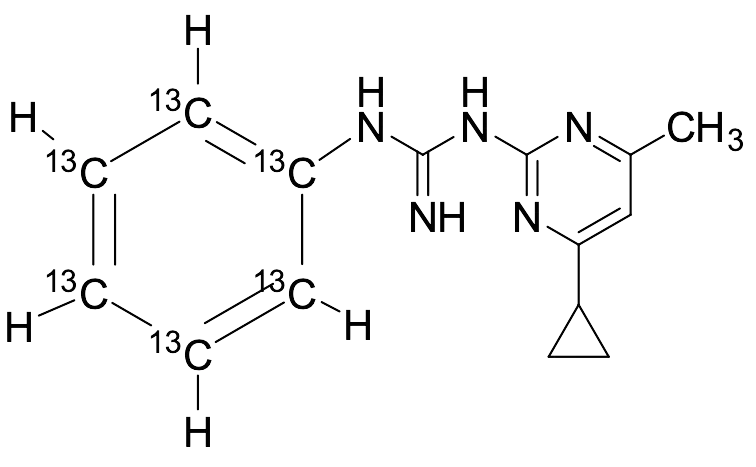1-(4-Cyclopropyl-6-methylpyrimidin-2-yl)-3-phenylguanidine-13C6 - image 1