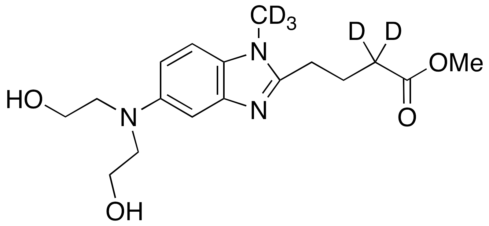 [1-Methyl-5-bis(2’-hydroxyethyl)aminobenzimidazolyl-2]butanoic Acid Methyl Ester-d5 - image 1
