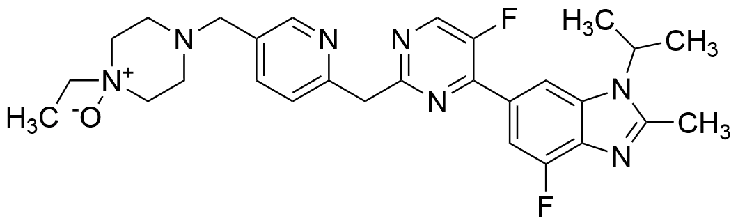 1-Ethyl-4-((6-((5-fluoro-4-(4-fluoro-1-isopropyl-2-methyl-1H-benzo[d]imidazol-6-yl)pyrimidin-2-yl)methyl)pyridin-3-yl)methyl)piperazine 1-oxide - image 1