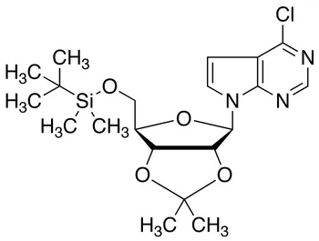 6-Chloro-7-deaza-9-(5’-O-tert-butyldimethylsilyl-2’,3’-O-isopropylidine-Beta-D-ribofuranosyl)purine - image 1