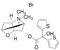 rel-(2R,3aR,5S,6S,6aS)-6-(Hydroxy-2,2-di(thiophen-2-yl)acetoxy)-4,4-dimethylhexahydro-2H-2,5-methanofuro[3,2-b]pyrrol-4-ium Bromide - image 1