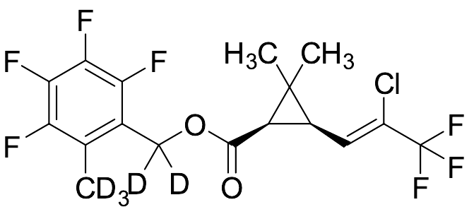 (1R,3R)-rel-3-[(1Z)-2-Chloro-3,3,3-trifluoro-1-propenyl]-2,2-dimethylcyclopropanecarboxylic Acid (2,3,4,5-Tetrafluoro-6-methylphenyl)methyl Ester-d5 - image 1