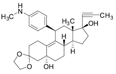 11-(4-(Methylamino)phenyl)-3,2'-[1,3]dioxolane]-5,17(4H)-diol Mifepristone - image 1