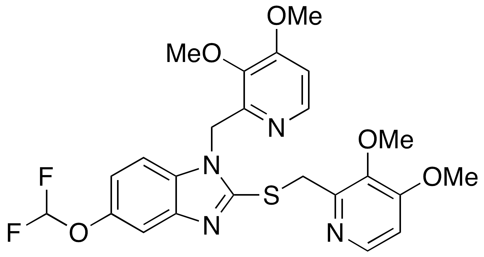 N-[(3,4-Dimethoxy-2-pyridinyl)methyl] Pantoprazole Sulfide(Mixture of 1 and 3 isomers) - image 1