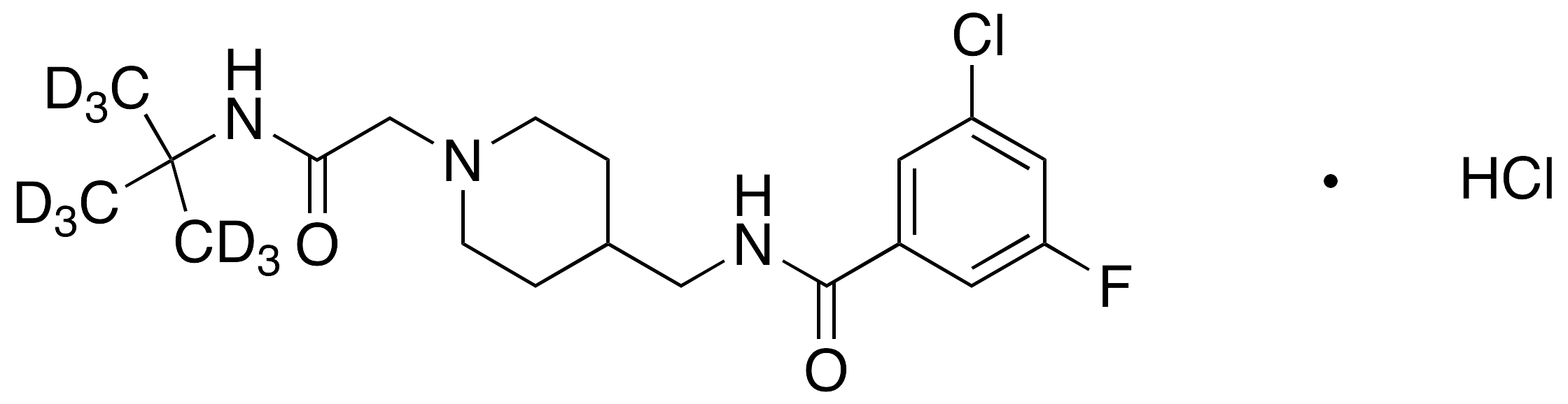 N-((1-(2-(tert-Butylamino)-2-oxoethyl)piperidin-4-yl)methyl)-3-chloro-5-fluorobenzamide-d9 Hydrochlo - image 1