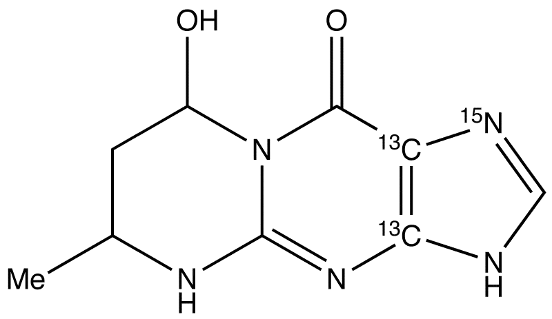 4,6,7,8-Tetrahydro-8-hydroxy-6-methylpyrimido[1,2-a]purin-10(3H)-one-13C2,15N - image 1