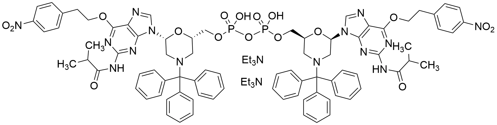 [N2-Isobutyryl-N4-p-nitrophenylethyl N-trityl-morpholino Guanosine] Phosphate Dimer Ditriethylamine Salt - image 1