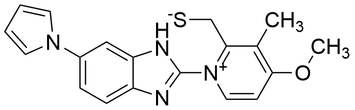 Pyridinium, 2-(mercaptomethyl)-4-methoxy-3-methyl-1-[6-(1H-pyrrol-1-yl)-1H-benzimidazol-2-yl]-, inner salt - image 1