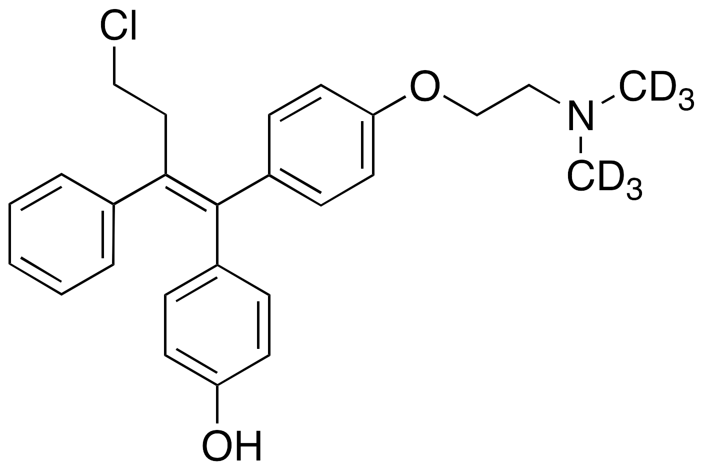 (E)-4-Hydroxy Toremifene-d6 (~10% Z-isomer) - image 1
