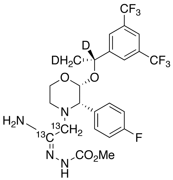 2-(R)-[1-(R)-(3,5-Bis(trifluoromethyl)phenyl)ethoxy]-3-(S)-fluorophenyl-4-[(2-N-methoxycarbonyl)acetamidrazono]morpholine-13C2,d2 - image 1