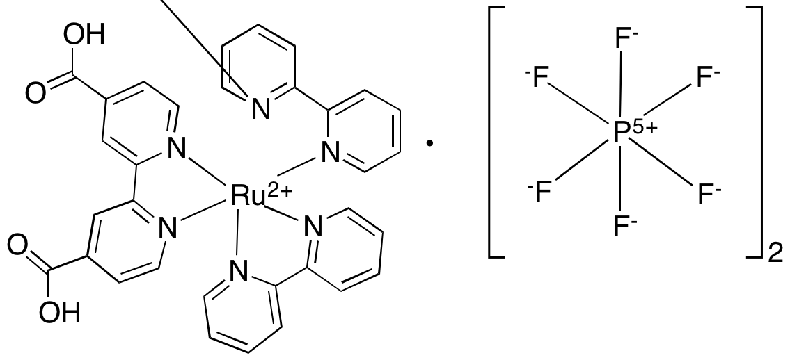 Bis(2,2'-bipyridine-κN1,κN1')[[2,2'-bipyridine]-4,4'-dicarboxylato(2-)-κN1,κN1']ruthenium Hexafluorophosphate - image 1