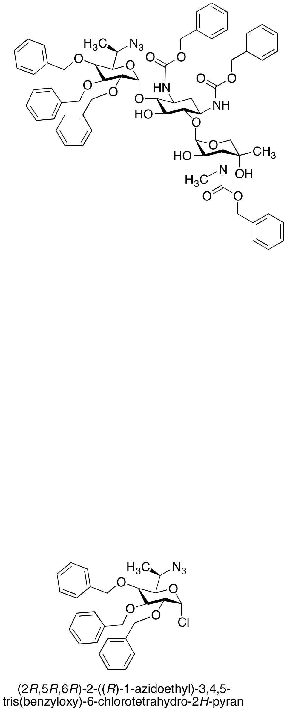 (2R,3R,4S,5R,6R)-2-((R)-1-Azidoethyl)-3,4,5-tris(benzyloxy)-6-chlorotetrahydro-2H-pyran-2-yl)-oxy)-tris-N-benzyloxycarbonyl Garamine - image 1