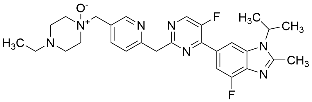 4-Ethyl-1-((6-((5-fluoro-4-(4-fluoro-1-isopropyl-2-methyl-1H-benzo[d]imidazol-6-yl)pyrimidin-2-yl)methyl)pyridin-3-yl)methyl)piperazine 1-oxide - image 1