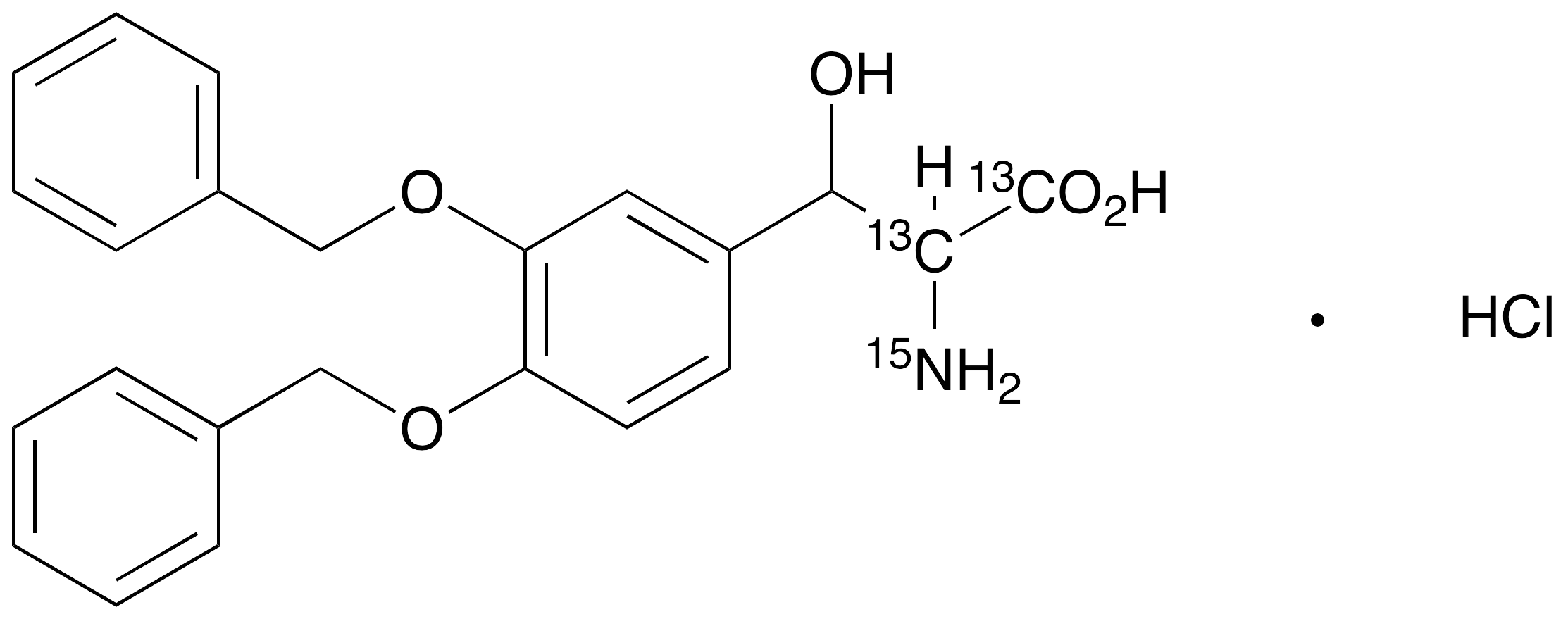 3,4-Di-O-benzyl Droxidopa-13C2,15N Hydrochloride(Mixture of Diastereomers) - image 1