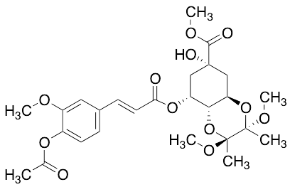 (2S,3S,4aR,6R,8R,8aS)-8-[[(2E)-3-[4-(Acetyloxy)-3-methoxyphenyl]-1-oxo-2-propen-1-yl]oxy]octahydro-6-hydroxy-2,3-dimethoxy-2,3-dimethyl-1,4-benzodioxin-6-carboxylic Acid Methyl Ester - image 1