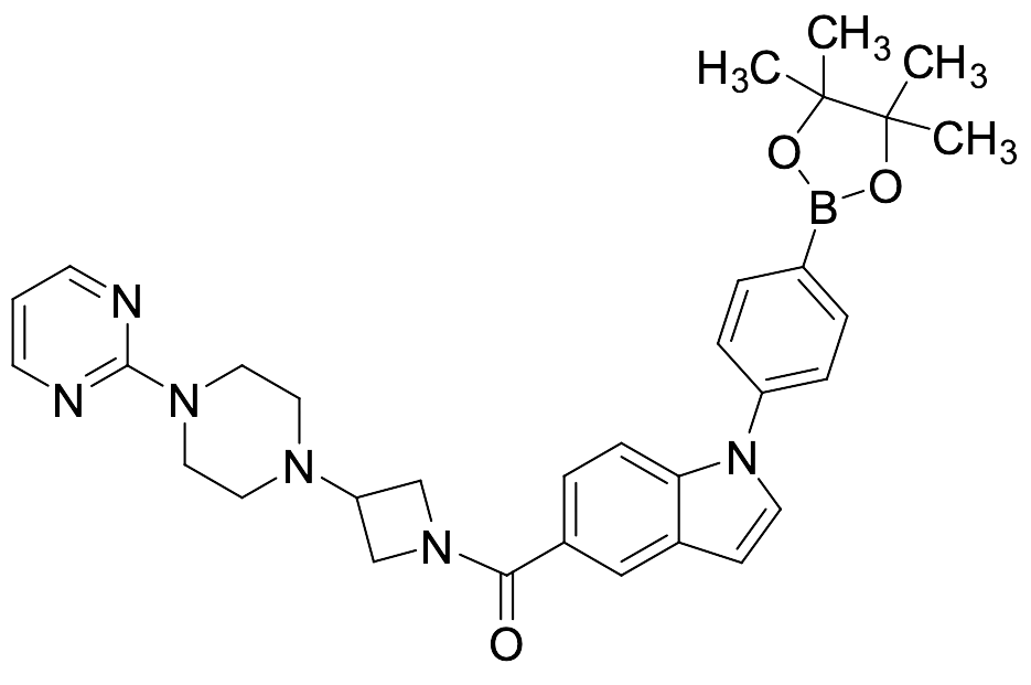 (3-(4-(Pyrimidin-2-yl)piperazin-1-yl)azetidin-1-yl)(1-(4-(4,4,5,5-tetramethyl-1,3,2-dioxaborolan-2-yl)phenyl)-1H-indol-5-yl)methanone - image 1