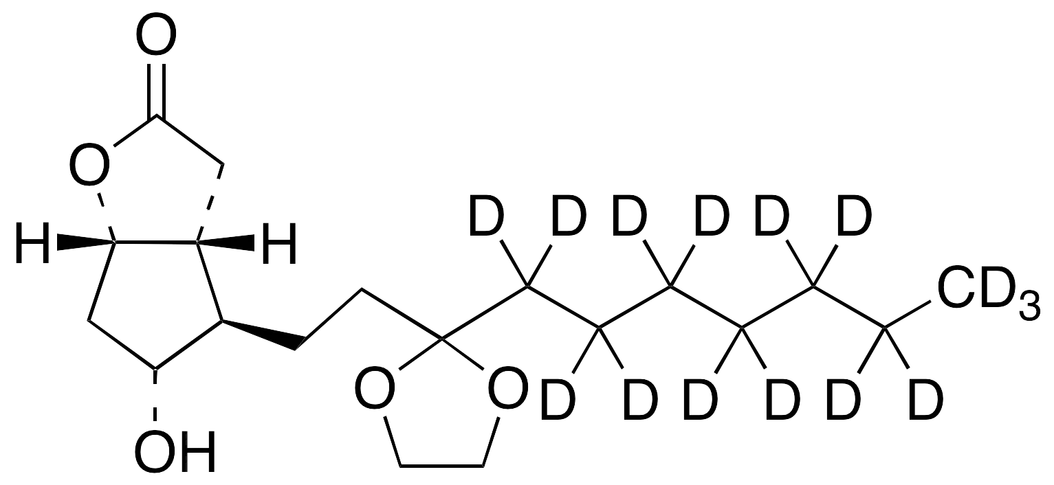 (3aR,4R,5R,6aS)-4-[3-(Ethyleneketal)decanyl]hexahydro-5-hydroxy-2H-cyclopenta[b]furan-2-one-d15 - image 1