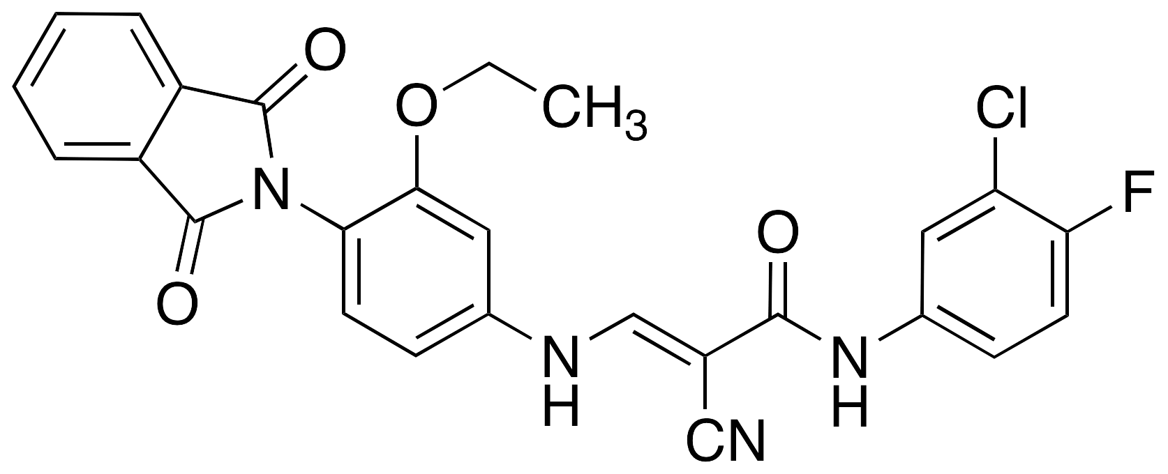 (E)-3-[3-Ethoxy-4-(phthalimidyl)anilino]-N-(3-chloro-4-fluorophenyl)-2-cyano-2-propenamide - image 1