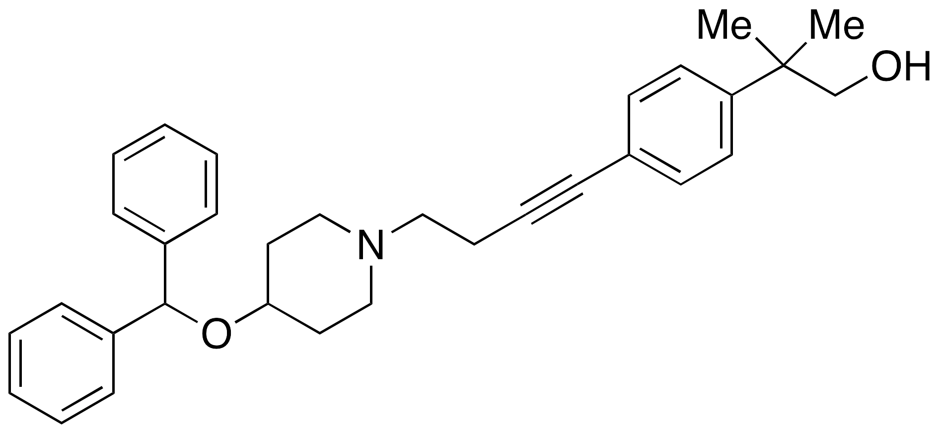 4-[4-(Diphenylmethoxy)-1-piperidinyl]-1-[4-[(2-hydroxy-1,1-dimethyl)ethyl]phenyl]butyne - image 1